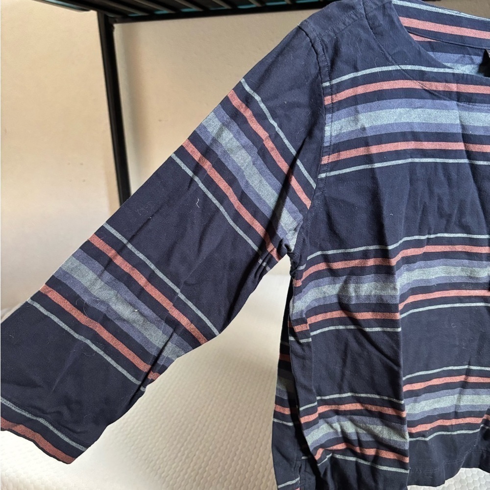 Striped Navy Top Patagonia small organic cotton #5479 - Picture 7 of 7